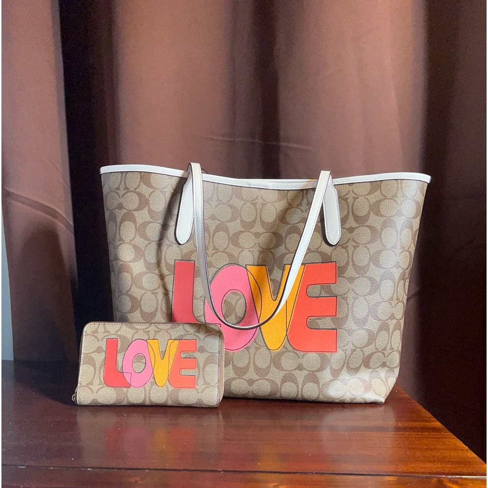 Coach City tote and medium zip around wallet in LOVE print